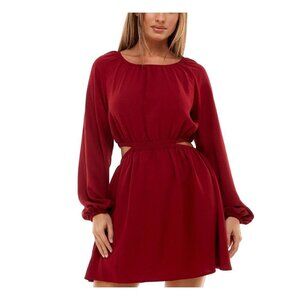 Speechless Womens Red Cut Out Elastic Waist Button Closure Blouson -M